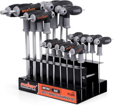 Horusdy 18-piece T-handle Allen Wrench Set Inchmetric Long Arm Ball End Hex Ke