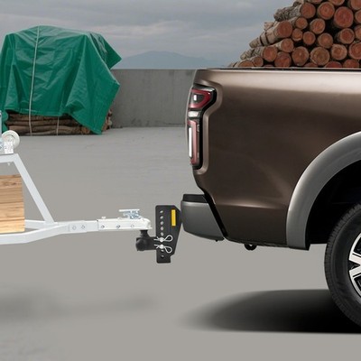 Heavy Duty Tri-Ball Mount Trailer Hitch 8in Adjustable Drop Rise with Hitch Lock