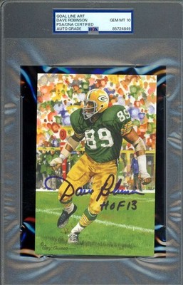 Dave Robinson Gem Mint 10 PSA DNA Signed Goal Line Art Card GLAC