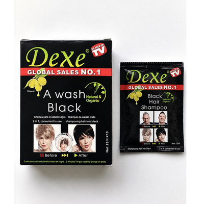 Dexe Haarfärbemittel Shampoo, Schwarz, Natural & Organic, 25ml x10