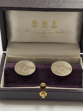 Asprey Garrard Hallmarked sterling silver cuff links heavy silver Boxed original