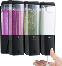 Shower Soap Dispenser Wall-Mounted Shower Dispenser Black, 3 Compartments 