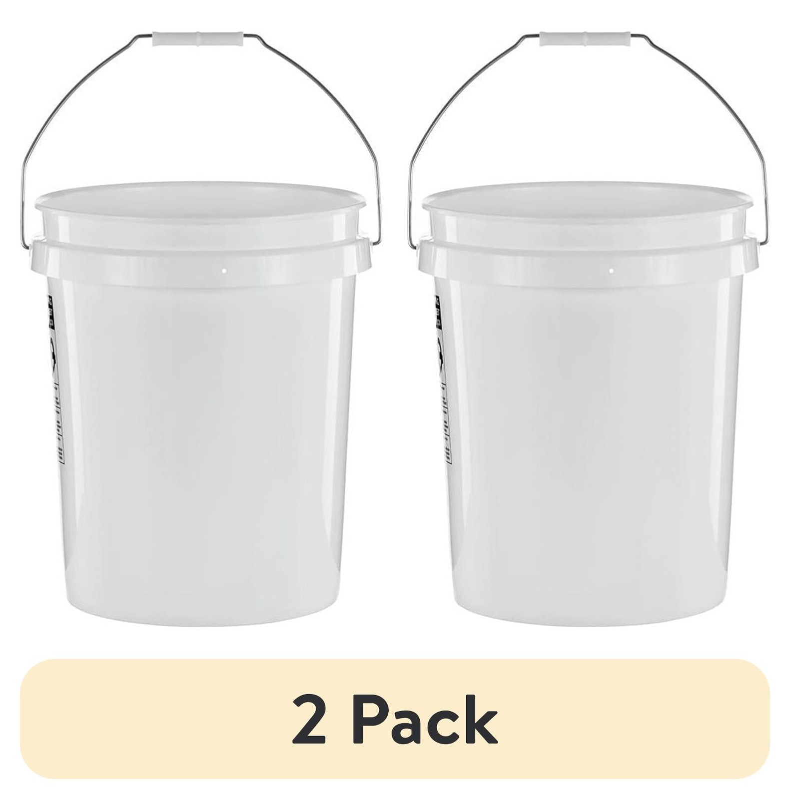 (2 Pack) 5 Gallon United Solutions Utility Bucket White Plastic Handle PN0149