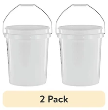 (2 Pack) 5 Gallon United Solutions Utility Bucket White Plastic Handle PN0149