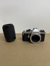 Pentax ME Super 35mm SLR Film Camera  Promaster Lens 1:45 5.6 f 70 219mm. HBC2