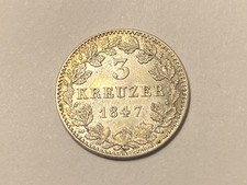 1847 German States Bavaria 3 Kreuzer Low Mintage Silver Nice Free Shipping