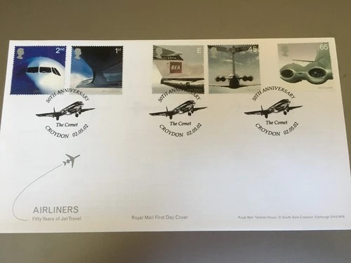 GB STAMPS UNADDRESSED SPONSERED POSTMARK FIRST DAY COVER 2002 AIRLINERS
