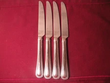 Set Of 4 Reed & Barton Kendall Dinner Knives Stainless Beaded Knife 9 5/8"