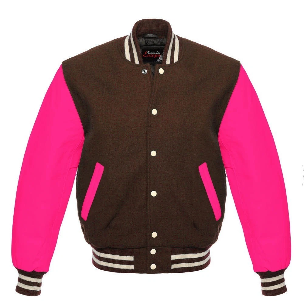 Authentic Wool Varsity Jacket with Leather Sleeves High-Quality Letterman Jacket