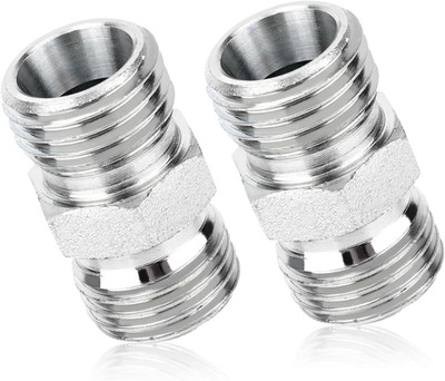 2Pcs M14 to M14 Carbon Steel Fittings Adapters, Hydraulic Hose Pipe Thread Coupl