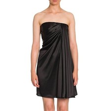 DOLCE & GABBANA Strapless Draped Stretch Satin Mini Dress 42 M