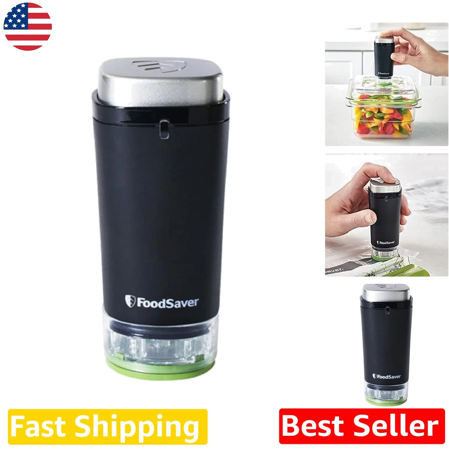 Powerful 300W Handheld Food Vacuum Sealer, Cordless Zipper Bag & Container Fresh