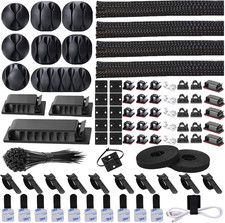 192 PCS Cable Management Kit 4 Wire Organizer Sleeve  11 Cable Holder,35Cord Cl