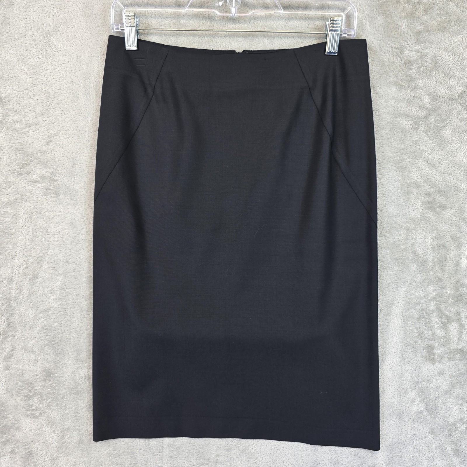 Theory Skirt Womens 4 Black Wool Twill Pencil Knee Length Stretch Work Office