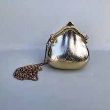 Vintage Nordstrom Evening Shoulder Bag Clutch Gold Silver Tone Metal Tear Drop