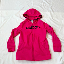Adidas Girls Size 6X Pink Lightweight Full Zip Hoodie w/ Pockets