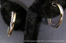 DAVID YURMAN VINTAGE 2-TONE CROSSOVER HOOP EARRINGS STERLING SILVER & 18k GOLD