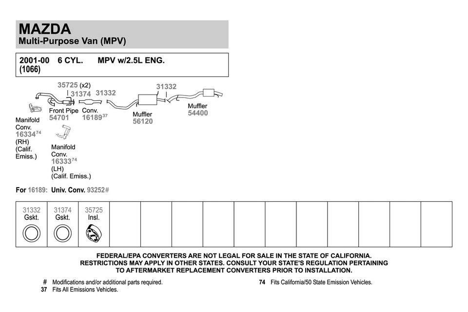 For Toyota Tacoma 99-04 Exhaust Manifold Flange Gasket Fiber & Metal Laminate Foto 2 de 4