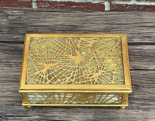 antique Tiffany Studios, Pine Needle cigarette box, #808, circa 1910, excellent