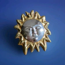 Large Taxco sterling silver And Brass sun brooch Signed, 21gr.