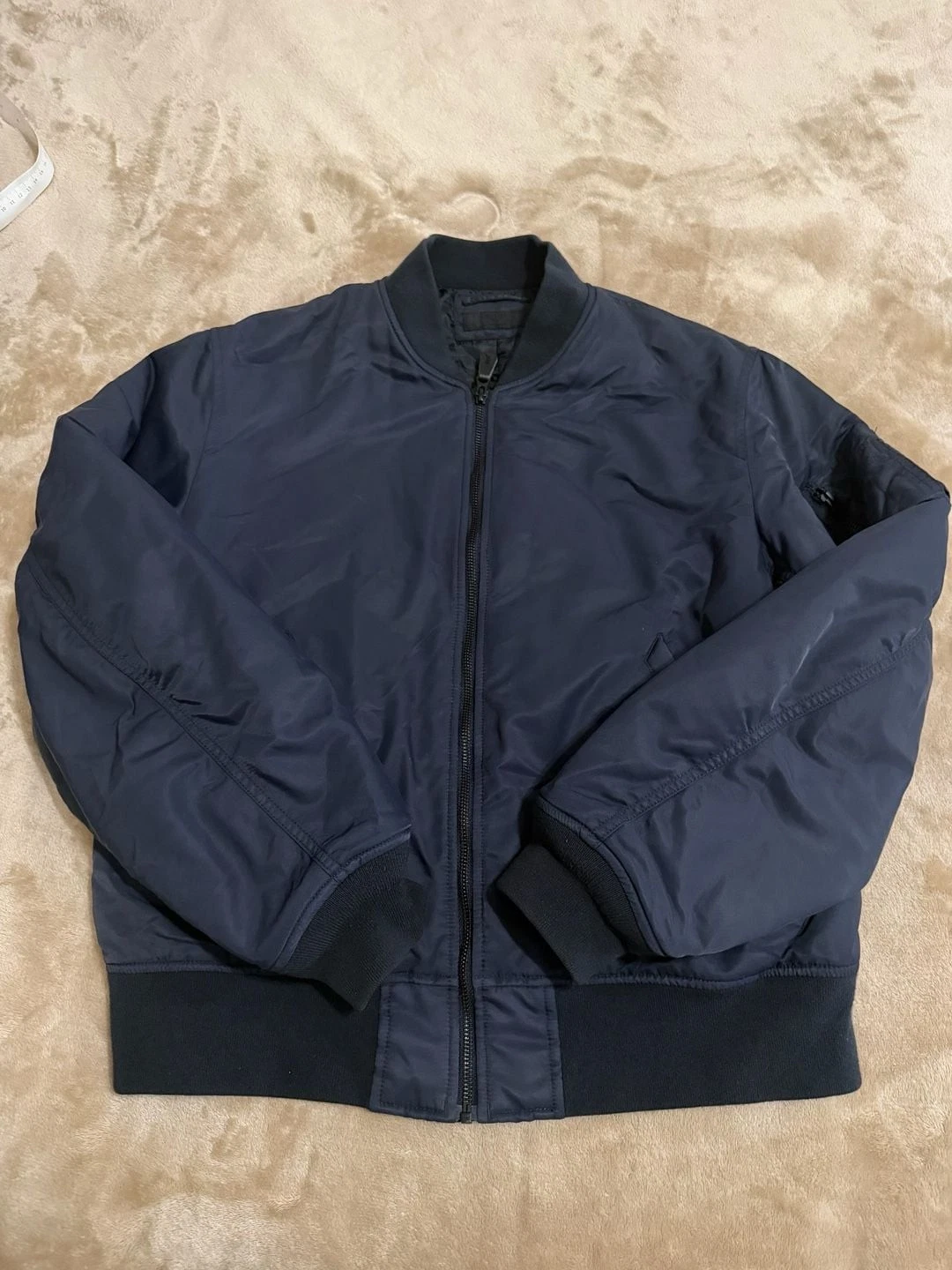 Uniqlo Men's MA-1 Bomber Jacket Navy Blue Size S - product detail image 3