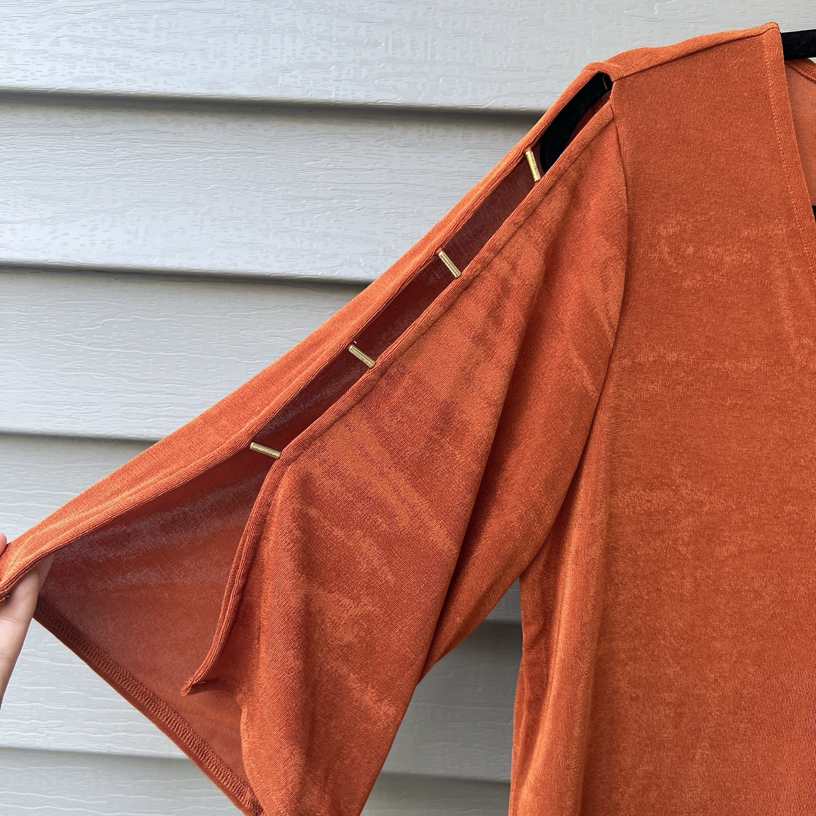 Michael Kors Top Hardware Detail Sleeve Orange Blouse Women's Size S thumbnail 3