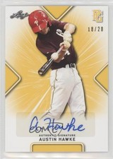 2021 Leaf Perfect Game National Showcase Yellow 18/20 Austin Hawke Auto 2s2