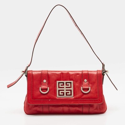 Givenchy Logo Red Leather Flap Bag