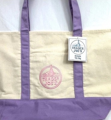 Trader Joe's Canvas Large Purple Shopping Bag Limited Tote