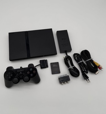 Sony PlayStation 2 PS2 Slim Spielkonsole Schwarz SCPH 77004 Zubehörpaket TOP