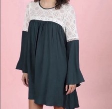 Altar’d State Bell Sleeve Mini Dress Green Size Medium