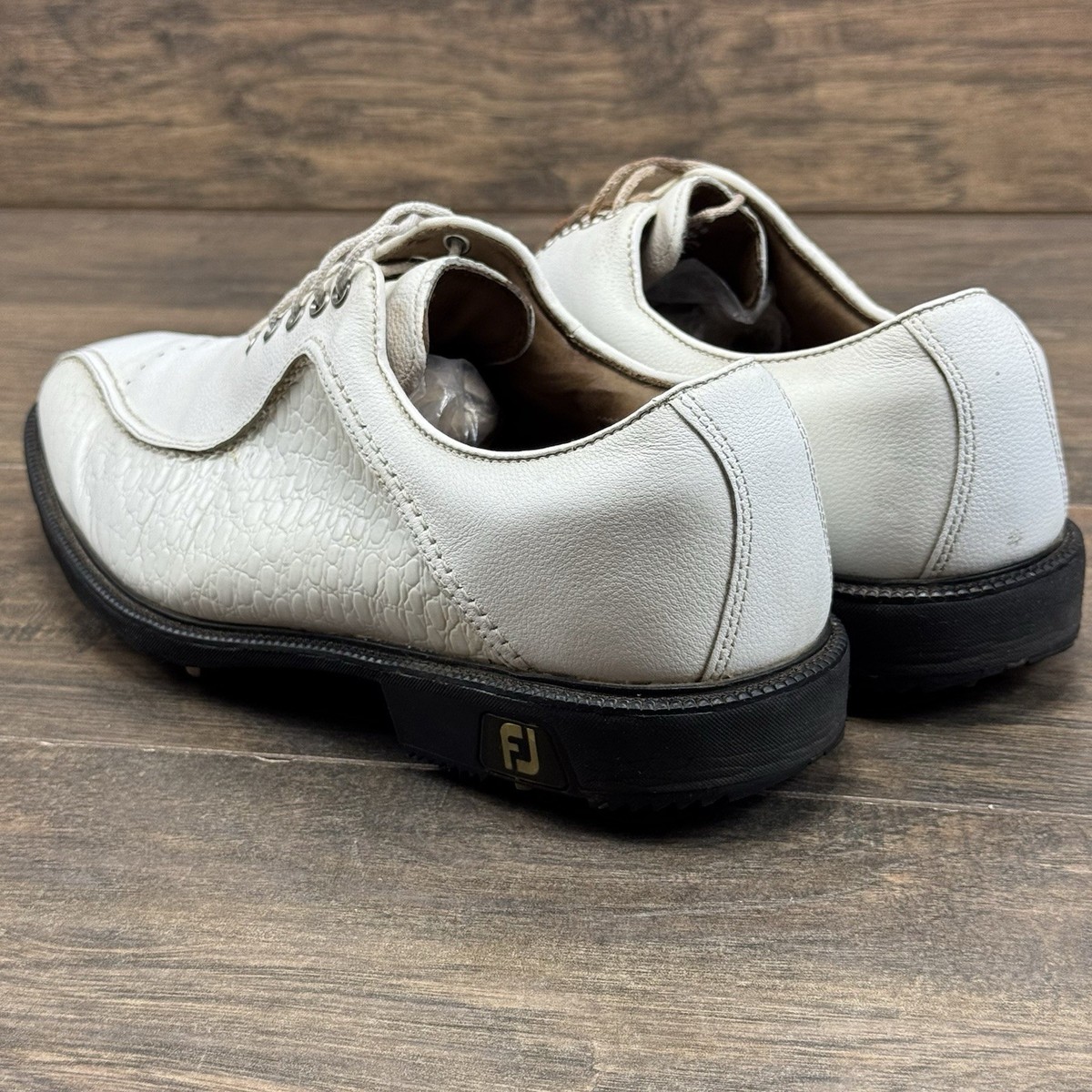 FootJoy Golf Shoes Mens 10.5 M ICON White Croc Print Leather Soft