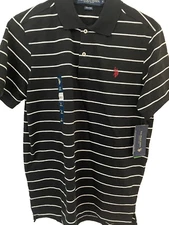 U.S. Polo Assn. Striped Jersey Polo Black Small