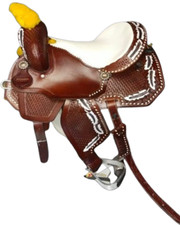 Western Handmade Barrel Racing Wooden Tree Tooled Carved 10-18 Inches