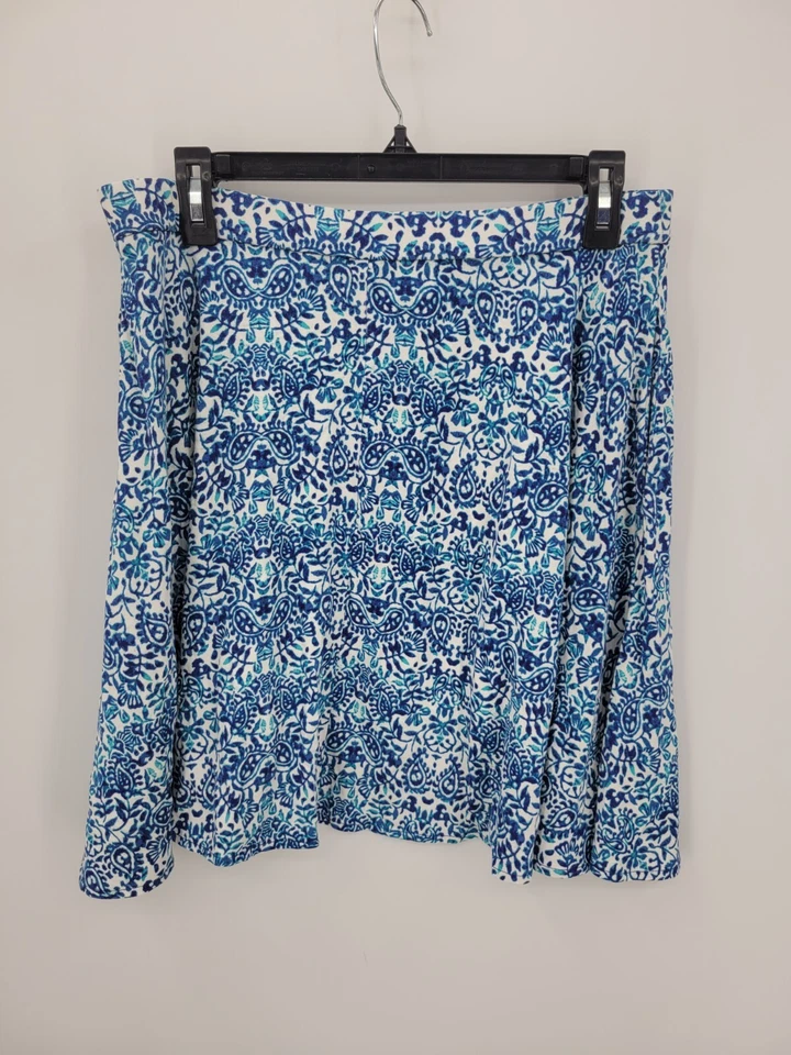Falda Cynthia Rowley Mujer Grande Azul Floral Línea A Fluida Boho Playa Pull On Foto 2 de 4