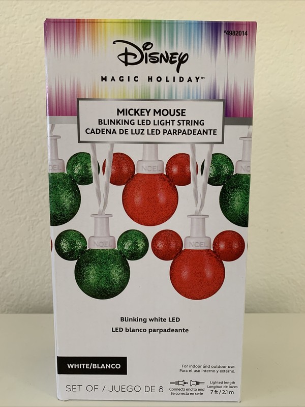 DISNEY Magic Holiday Mickey Mouse Blinking Red & Green LED String Lights NEW