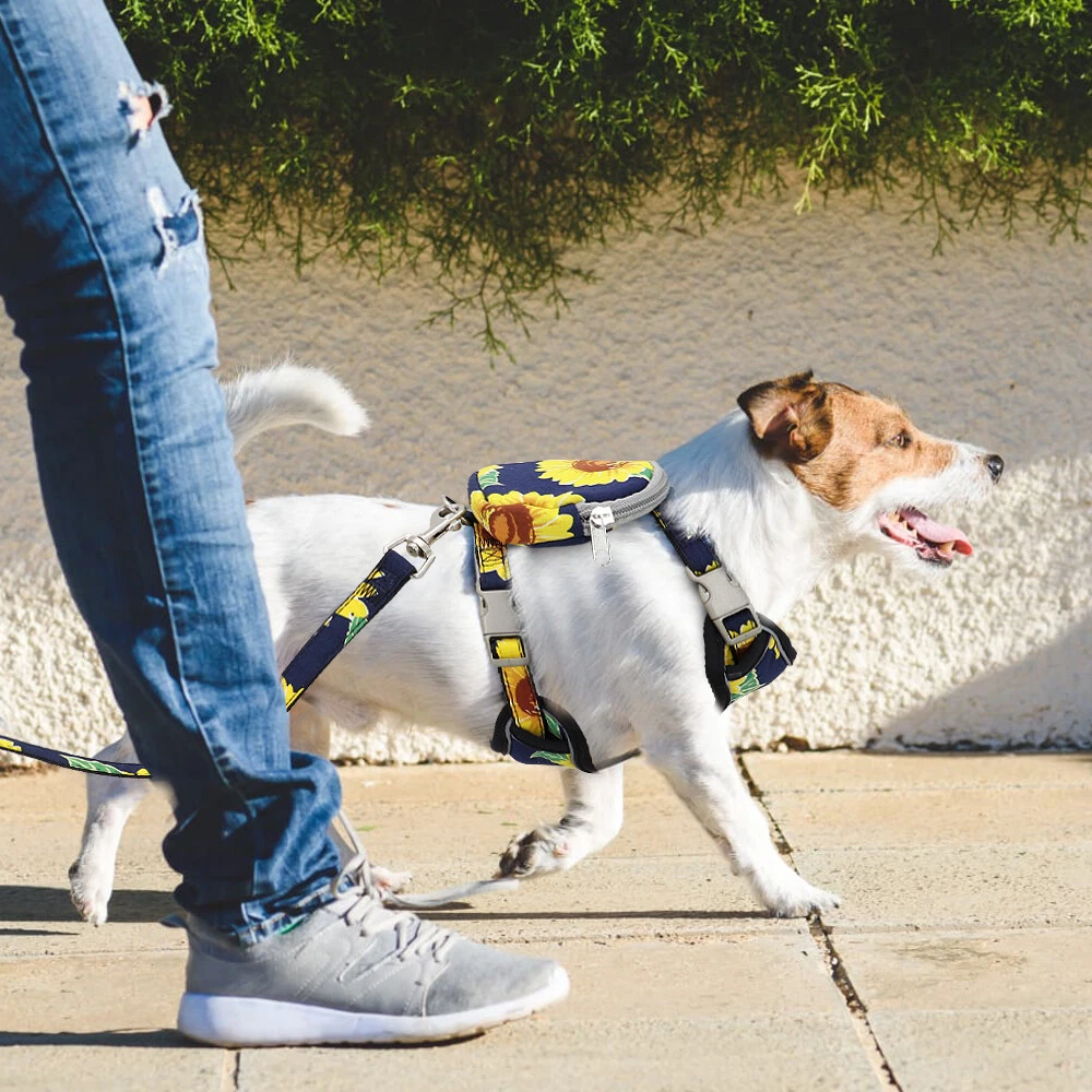 Dog Harness&Leash&Treat Bag Mesh Reflective Pet Puppy Cat Walking Harness Vest