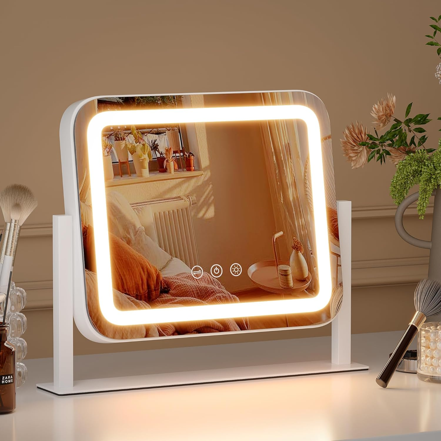 12 Inch Dimmable LED Makeup Mirror with Touch Control Lighting