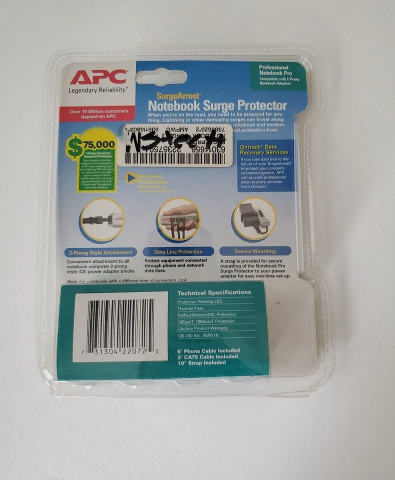 APC Surge Arrest Notebook Surge Protector Professional Notebook Pro 2 Prong NEW - Image 4 of 4