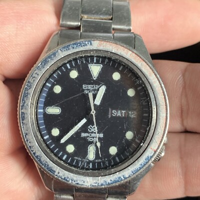 Seiko Sports SQ 100 7546-6049 Pepsi Bezel Quartz Day/Date Vintage