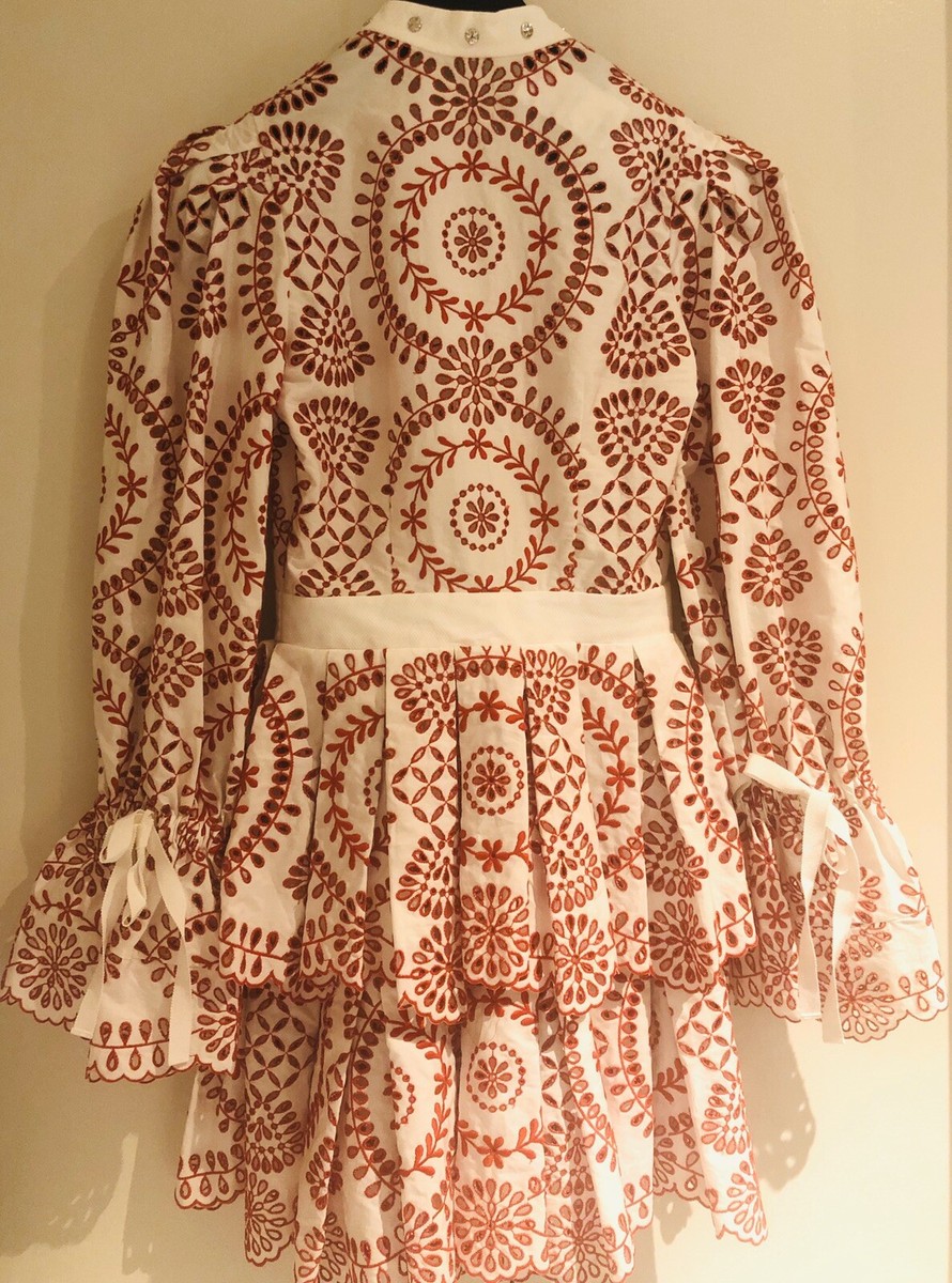 open lace back dress Alexander McQueen White & Red Heart Print Silk Dress