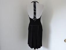 GUESS BLACK VISCOSE BEADED BACK STRAP HALTER DRESS SZ XS