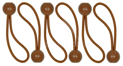 ALION Canopy Ball Bungee Cords, 8 inch, 6 EA bungee ball cords/PACK -Brown,Beige,Black