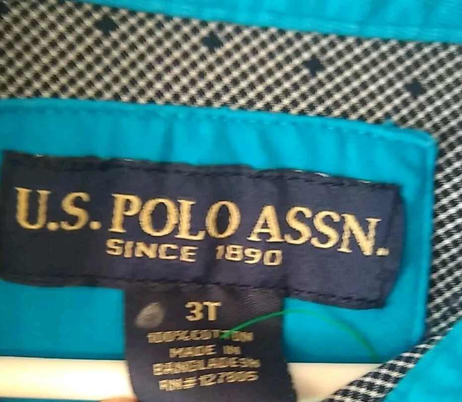 Camisa Polo Assn EE. UU. Niños 3T Niño Negro Manga Larga Botones Logo Bolsillos Foto 3 de 4