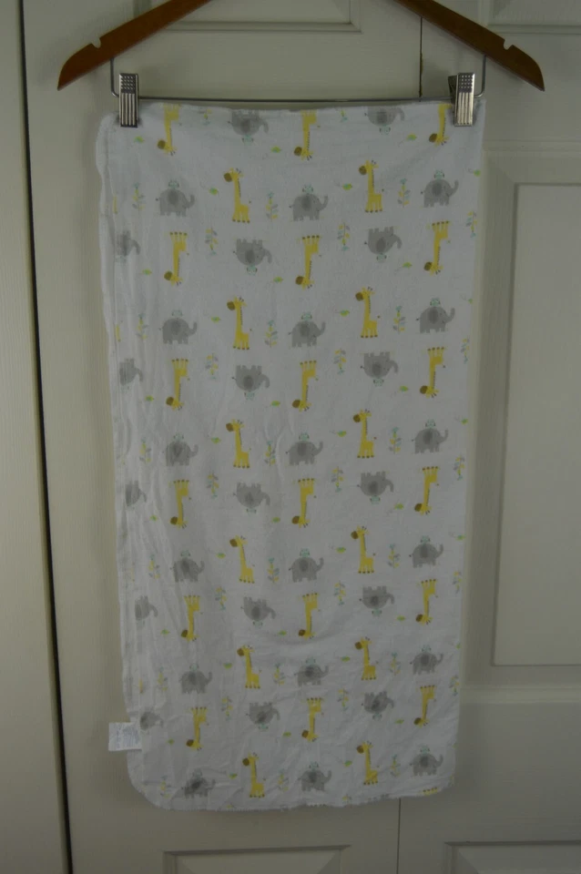 Manta de recepción de bebé Garanimals jirafa elefante búho blanco gris amarillo franela Foto 2 de 4