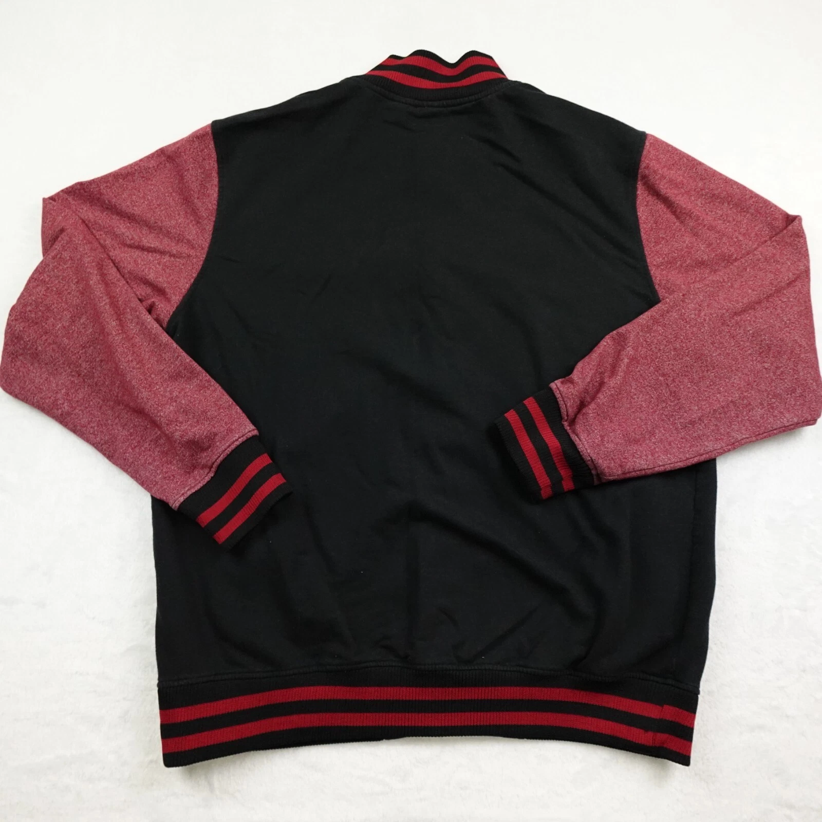 Marvel Deadpool Varsity Jacket Men Large Black Red Snap Front Cotton Blend