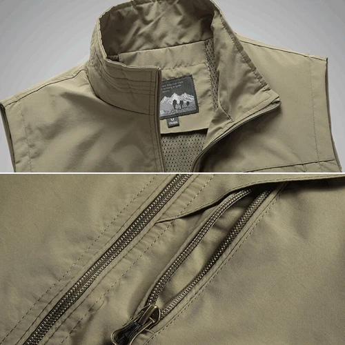 Mens With Pockets Zipper Vest Men Casual Sleeveless Sport Tops Mesh Lining M-4XL - Bild 12 von 20