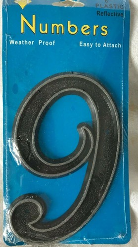 6" Black Plastic Reflective Sign House Address Street Number Easy To Install - Picture 12 of 15