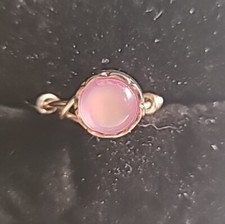 NEW Handmade Wire Wrapped Ring Silvertone Statement Pink Beaded Size 6