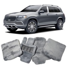 Genuine Gray Sheepskin Plush Car Mats Mercedes Benz X167 Maybach GLS 600